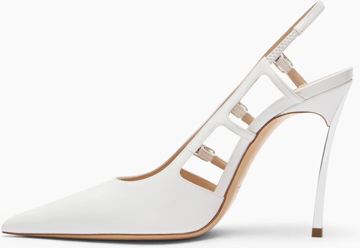 Casadei Superblade Straps Patent Leather Slingbacks - Woman Pumps And Slingback White 36 - Image 3