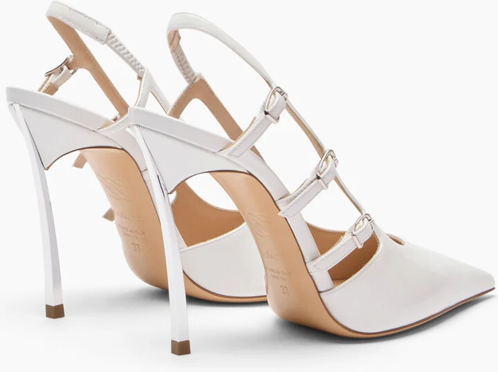 Casadei Superblade Straps Patent Leather Slingbacks - Woman Pumps And Slingback White 36 - Image 4