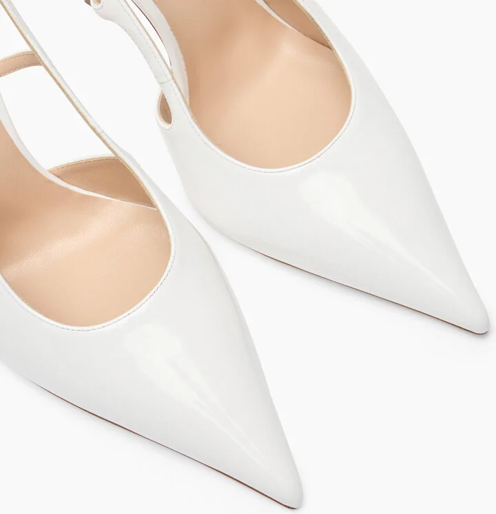 Casadei Superblade Straps Patent Leather Slingbacks - Woman Pumps And Slingback White 36 - Image 5