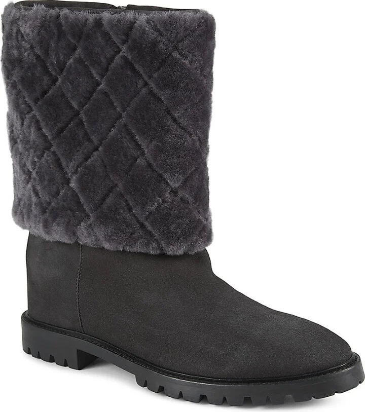 Casandra Shearling Trim Suede Boots - Image 2