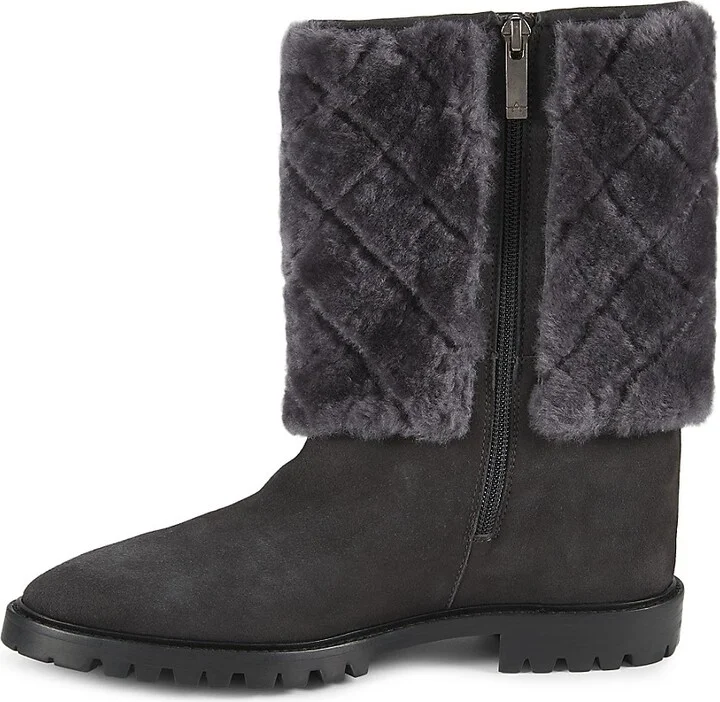Casandra Shearling Trim Suede Boots - Image 4