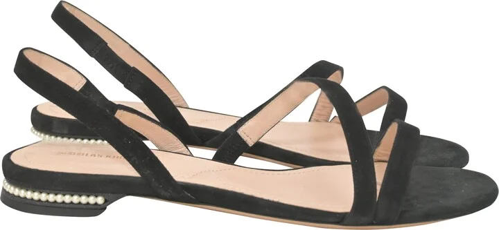 Casati Pearl-Heeled Sandals in Black Suede