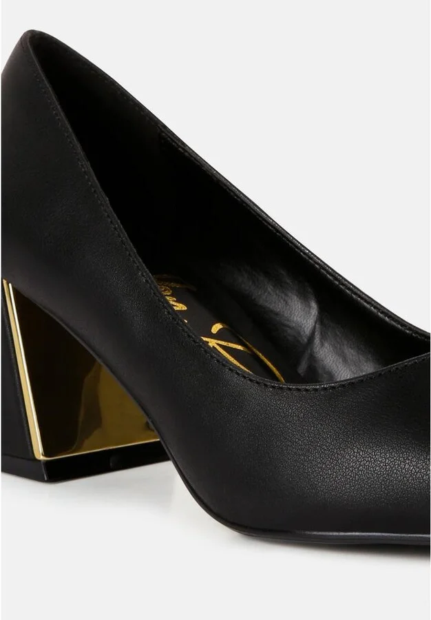 Casey Metallic Detail Block Heel Pumps - Image 3