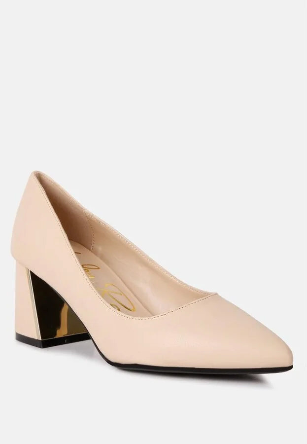 Casey Metallic Detail Block Heel Pumps - Image 5
