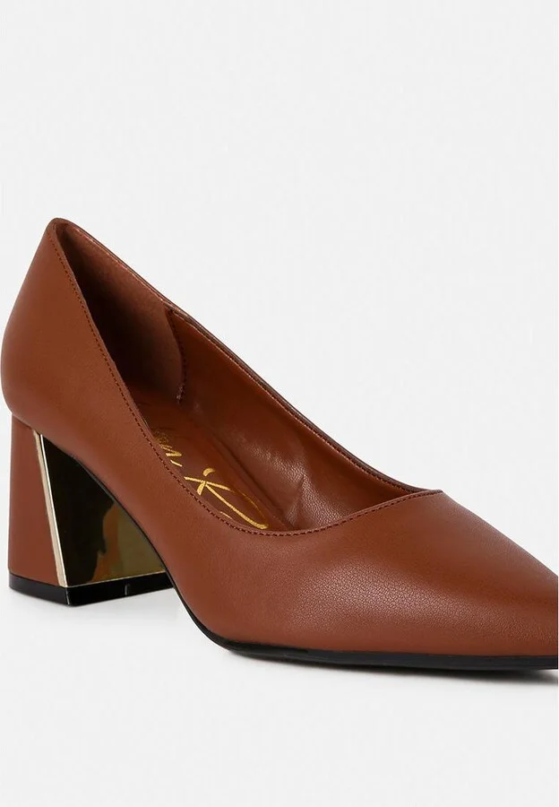 Casey Metallic Detail Block Heel Pumps - Image 7