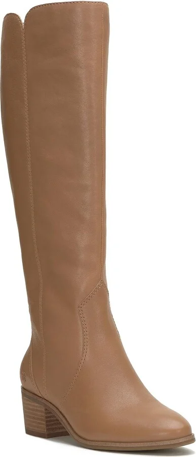 Cashlin Womens Leather Round Toe Knee-High Boots