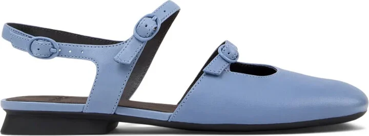 Casi Myra buckle-strap leather flat pumps