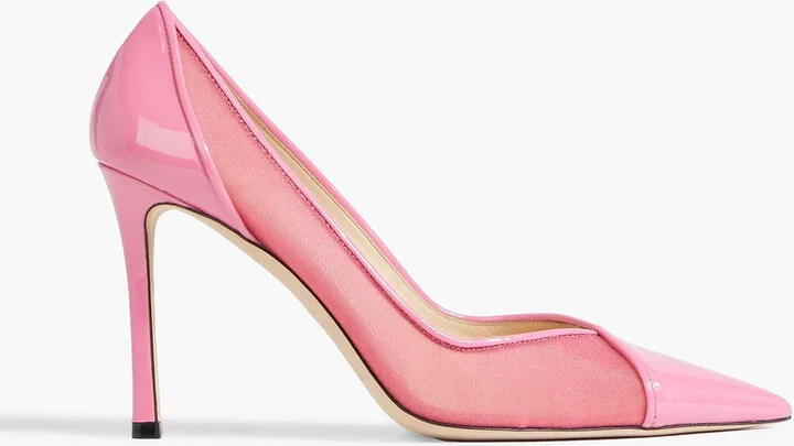 Cass 95 mesh and patent-leather pumps
