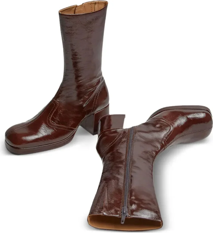 Cass patent-leather square-toe boots - Image 2