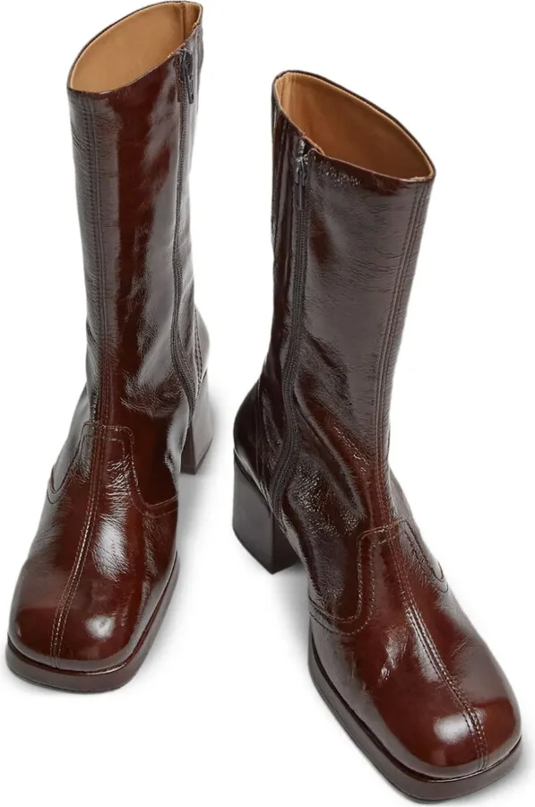 Cass patent-leather square-toe boots - Image 3