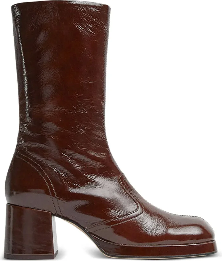 Cass patent-leather square-toe boots