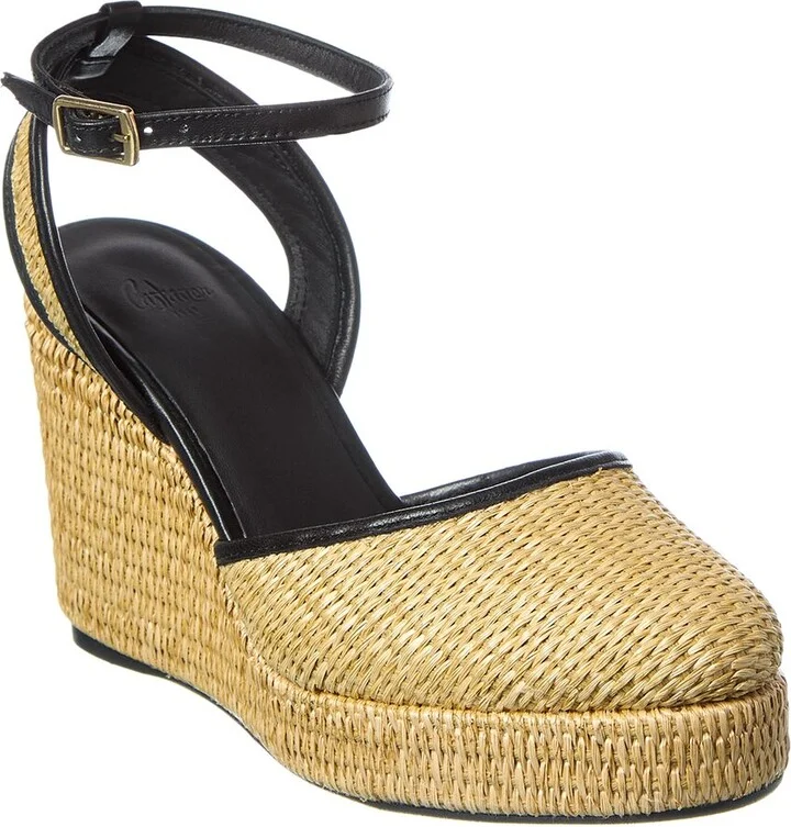 Cass Raffia & Leather Wedge Sandal