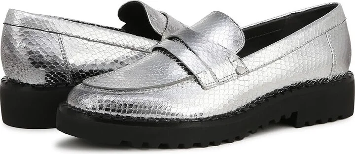 Cassandra H2823SJ023 Loafers Womens 10 Silver Leather Shoes KHD2680