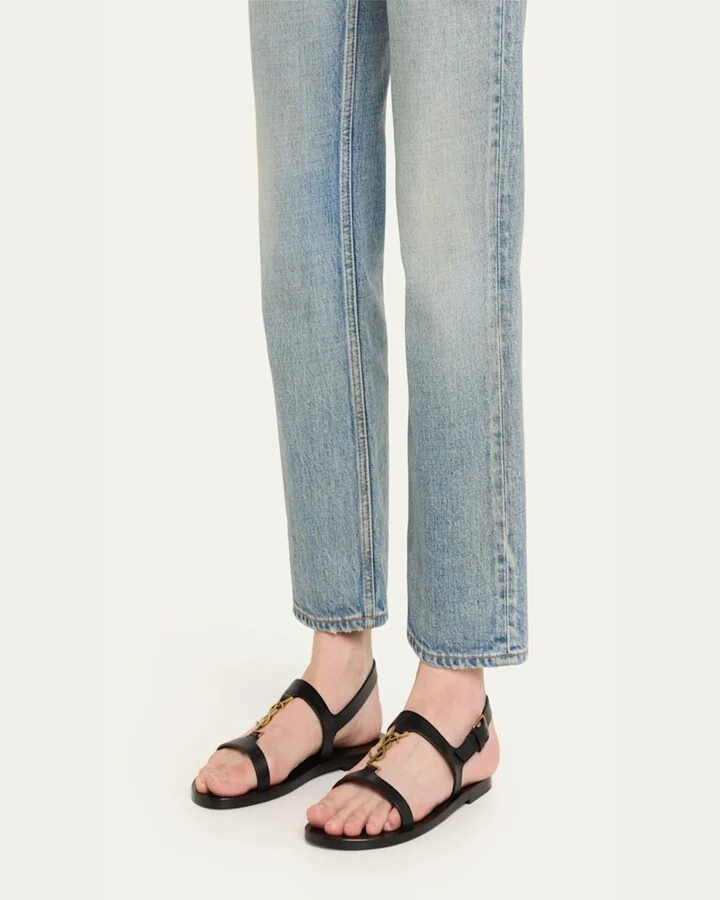 Cassandra Leather YSL Slingback Sandals - Image 7
