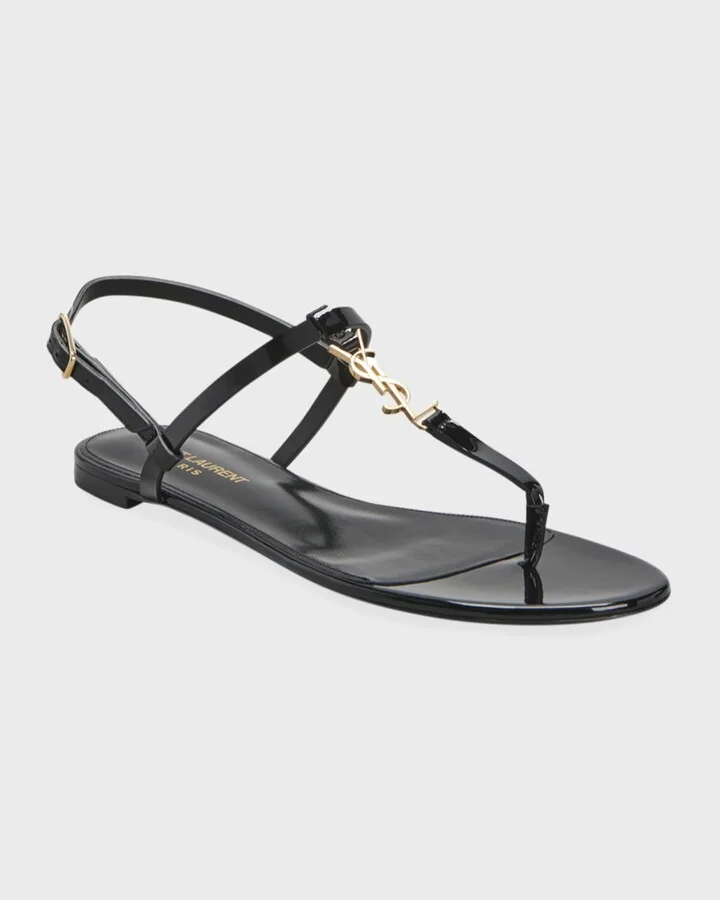 Cassandra Leather YSL Slingback Sandals - Image 4