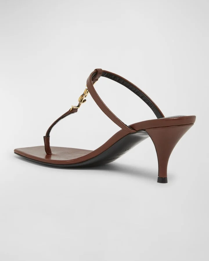 Cassandra Leather YSL Thong Mule Sandals - Image 5