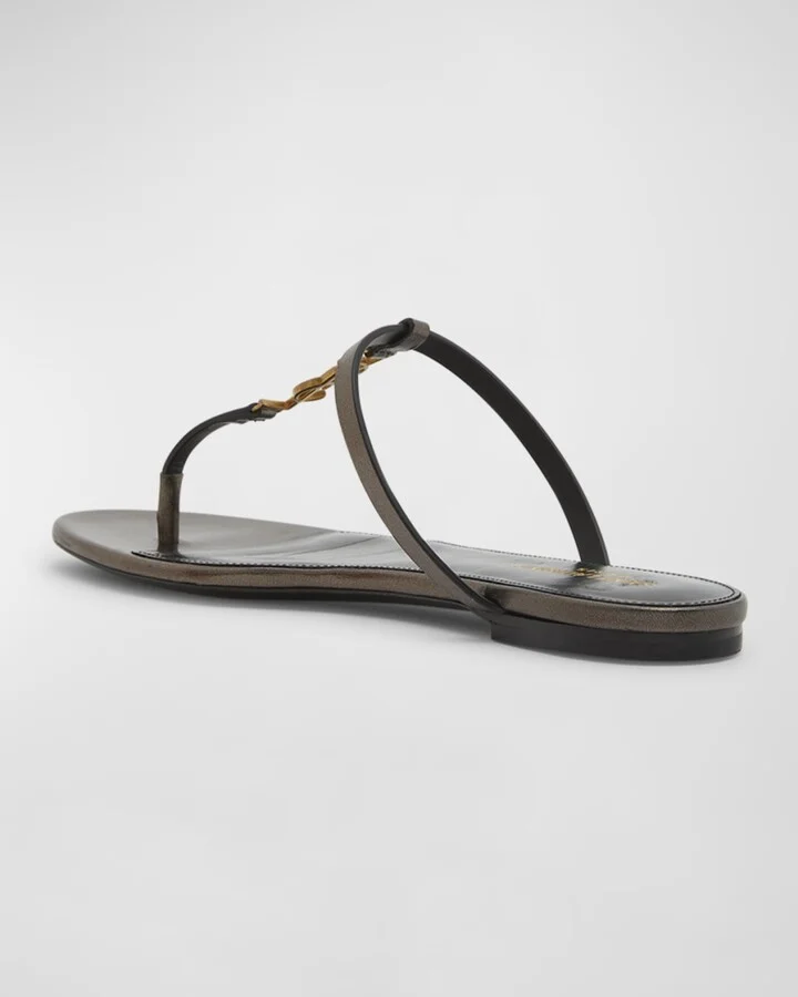 Cassandra Leather YSL Thong Sandals - Image 3