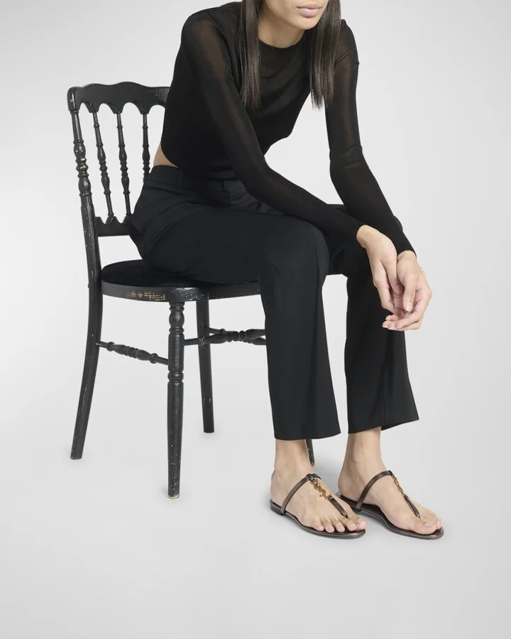 Cassandra Leather YSL Thong Sandals - Image 4