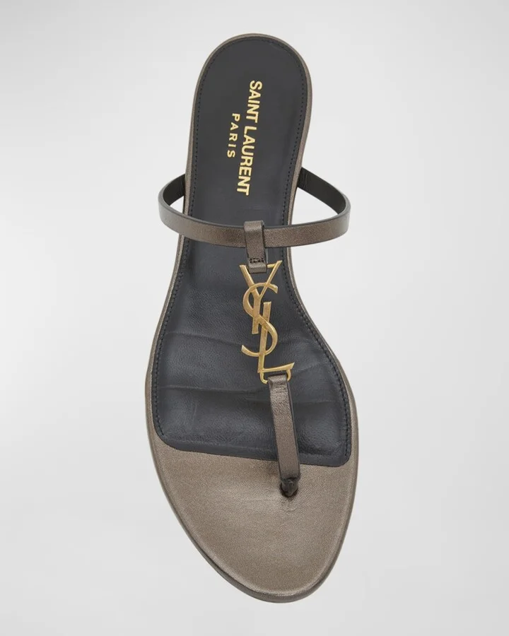 Cassandra Leather YSL Thong Sandals - Image 5