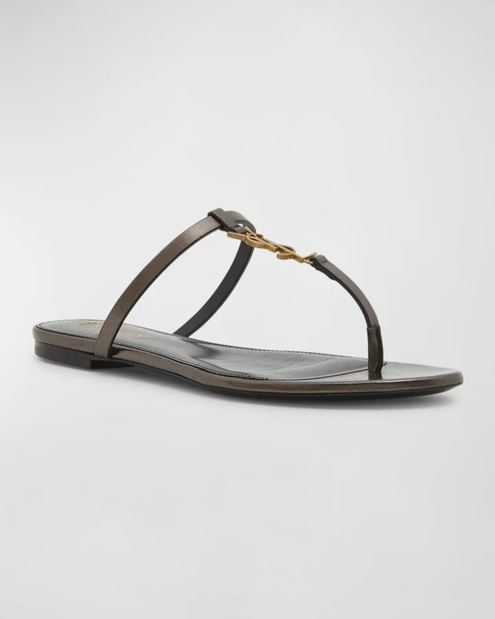 Cassandra Leather YSL Thong Sandals - Image 10