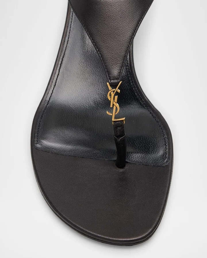 Cassandra Leather YSL Wedge Sandals - Image 4