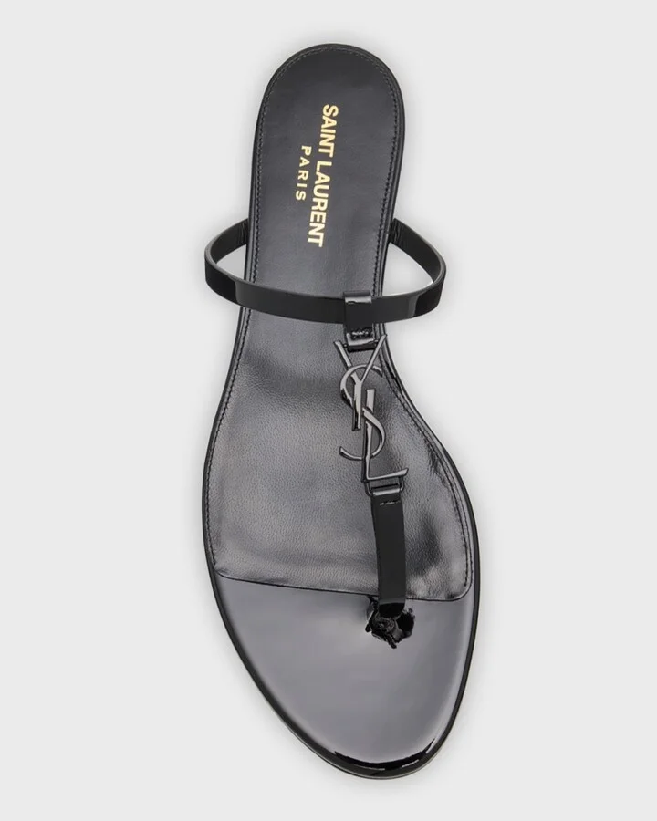 Cassandra Patent YSL Thong Slide Sandals - Image 2