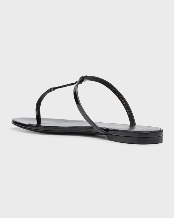 Cassandra Patent YSL Thong Slide Sandals - Image 3