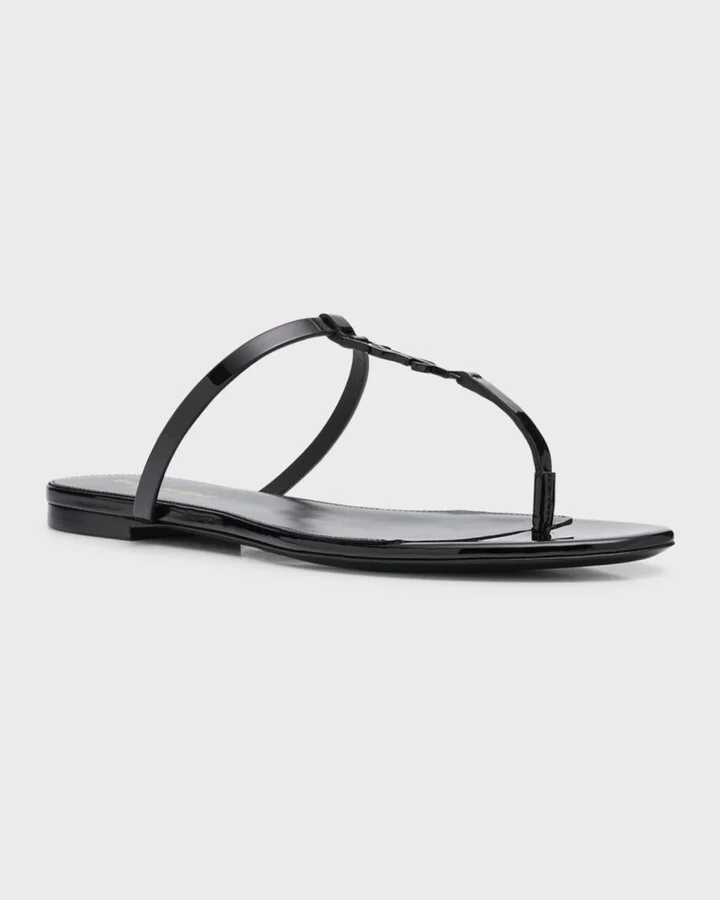 Cassandra Patent YSL Thong Slide Sandals - Image 10