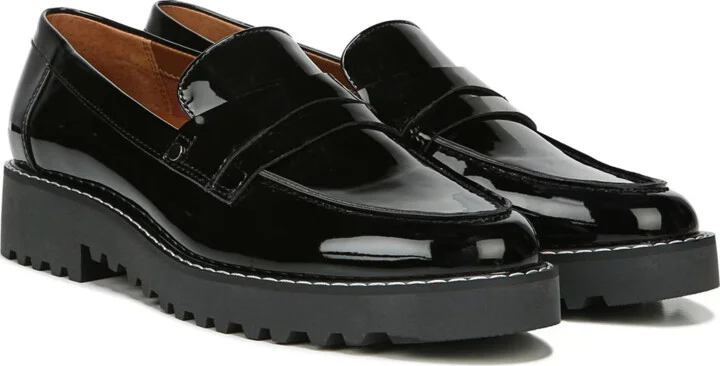 Cassandra Women's US 8 Black Patent Almond Toe Loafer Shoes ZOGG129