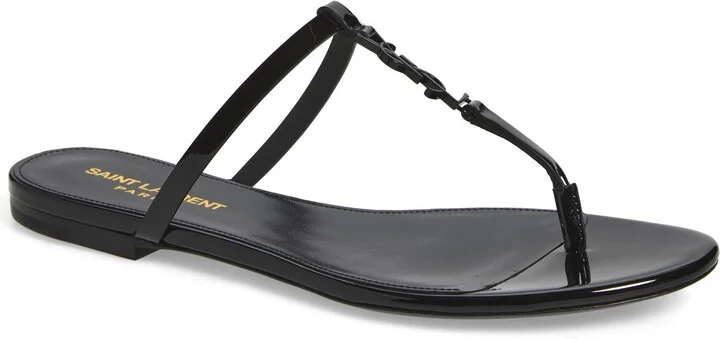 Cassandra YSL Logo T-Strap Sandal