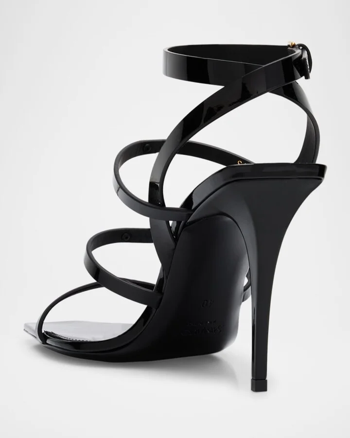 Cassandra YSL Medallion Leather Stiletto Sandals - Image 3