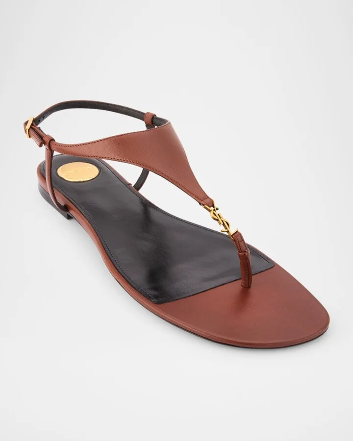 Cassandra YSL Smooth Leather Sandals - Image 9