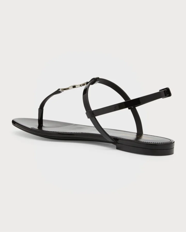 Cassandra YSL Strass Medallion Flat Sandals - Image 2