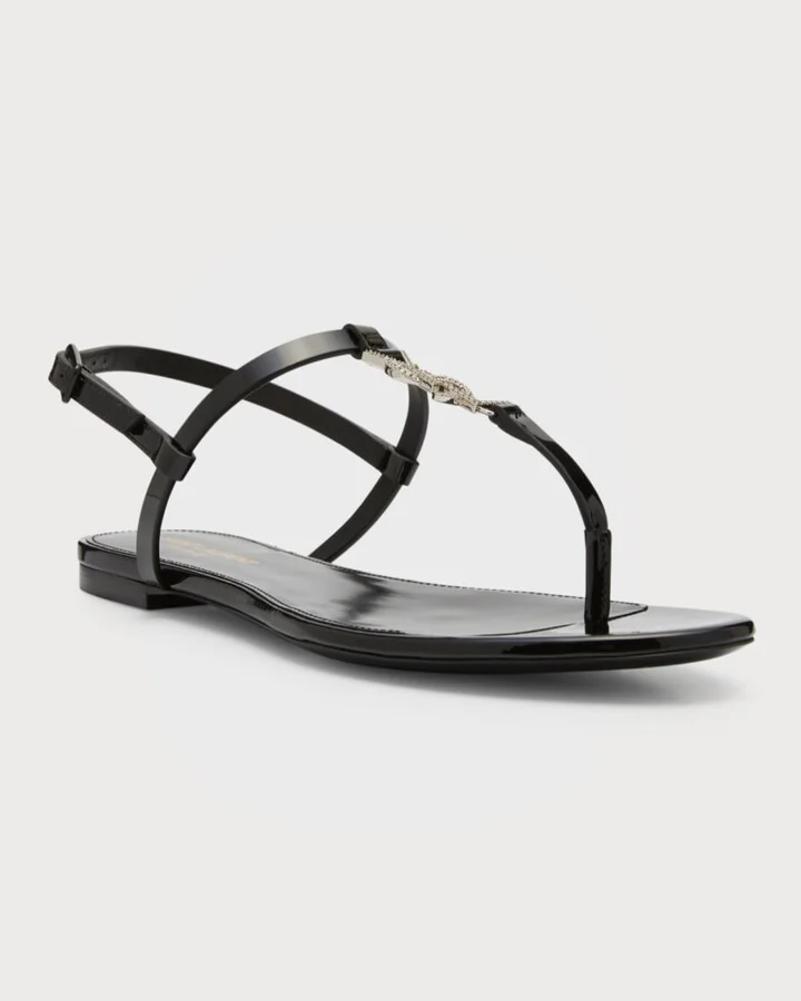 Cassandra YSL Strass Medallion Flat Sandals - Image 4
