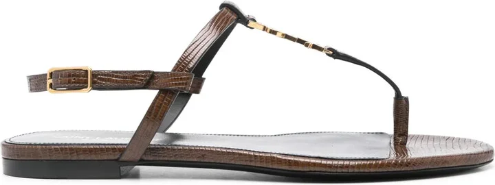 Cassandre-plaque leather sandals