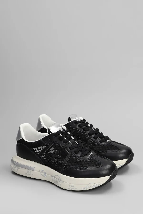 Cassie Sneakers In Black Leather And Fabric - Image 2