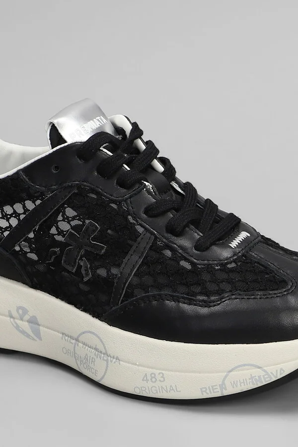 Cassie Sneakers In Black Leather And Fabric - Image 5