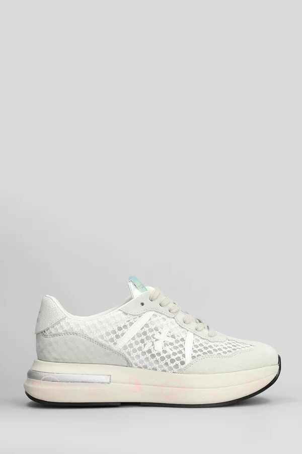 Cassie Sneakers In White Suede And Fabric