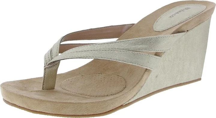 CASSIEE Womens Open Back Manmade Wedge Sandals