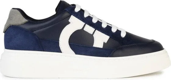Cassina' Blue Leather Sneakers
