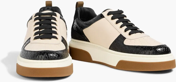 Cassina smooth and croc-effect leather sneakers - Image 2