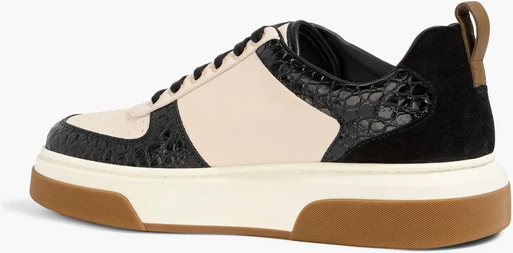 Cassina smooth and croc-effect leather sneakers - Image 3