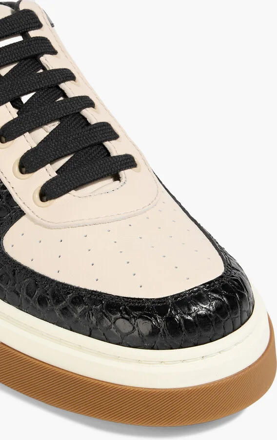 Cassina smooth and croc-effect leather sneakers - Image 4