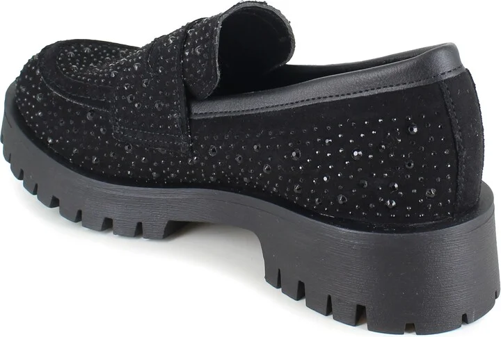 Cassondra Rhinestone Embellished Lug Sole Loafer - Image 2