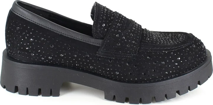 Cassondra Rhinestone Embellished Lug Sole Loafer - Image 4