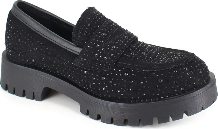 Cassondra Rhinestone Embellished Lug Sole Loafer