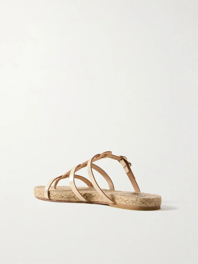 CASTAÑER - + Ancient Greek Sandals Milos Metallic Leather Sandals - Gold - Image 3
