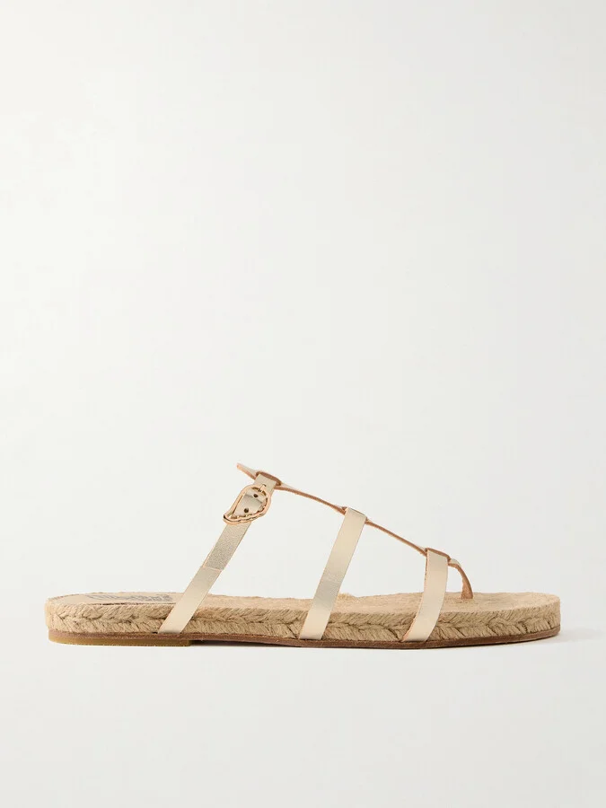 CASTAÑER - + Ancient Greek Sandals Milos Metallic Leather Sandals - Gold
