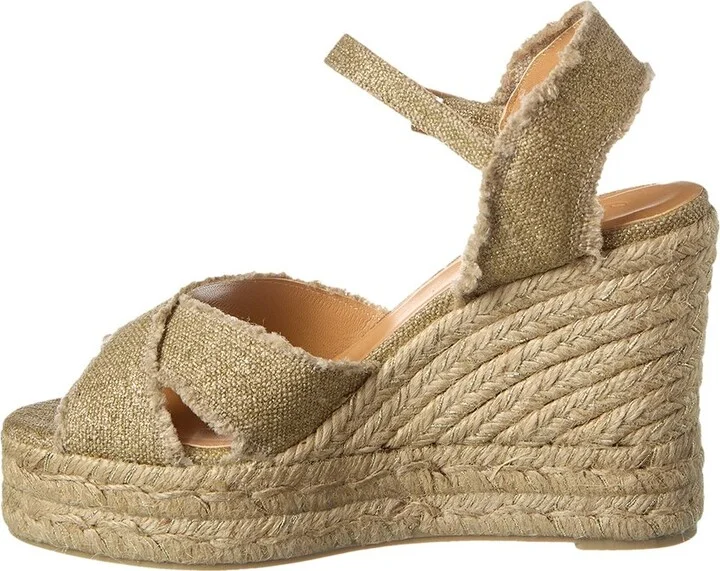 Castañer Bromelia 100 Metallic Canvas Wedge Espadrille - Image 2