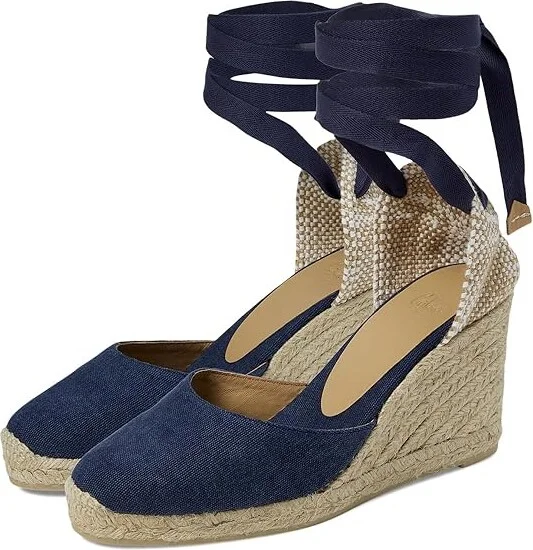 CASTANER Carina 60mm Wedge Espadrille Women's Shoes Dark Blue : EU 37.5 (US Women's 7.5) M, Canvas